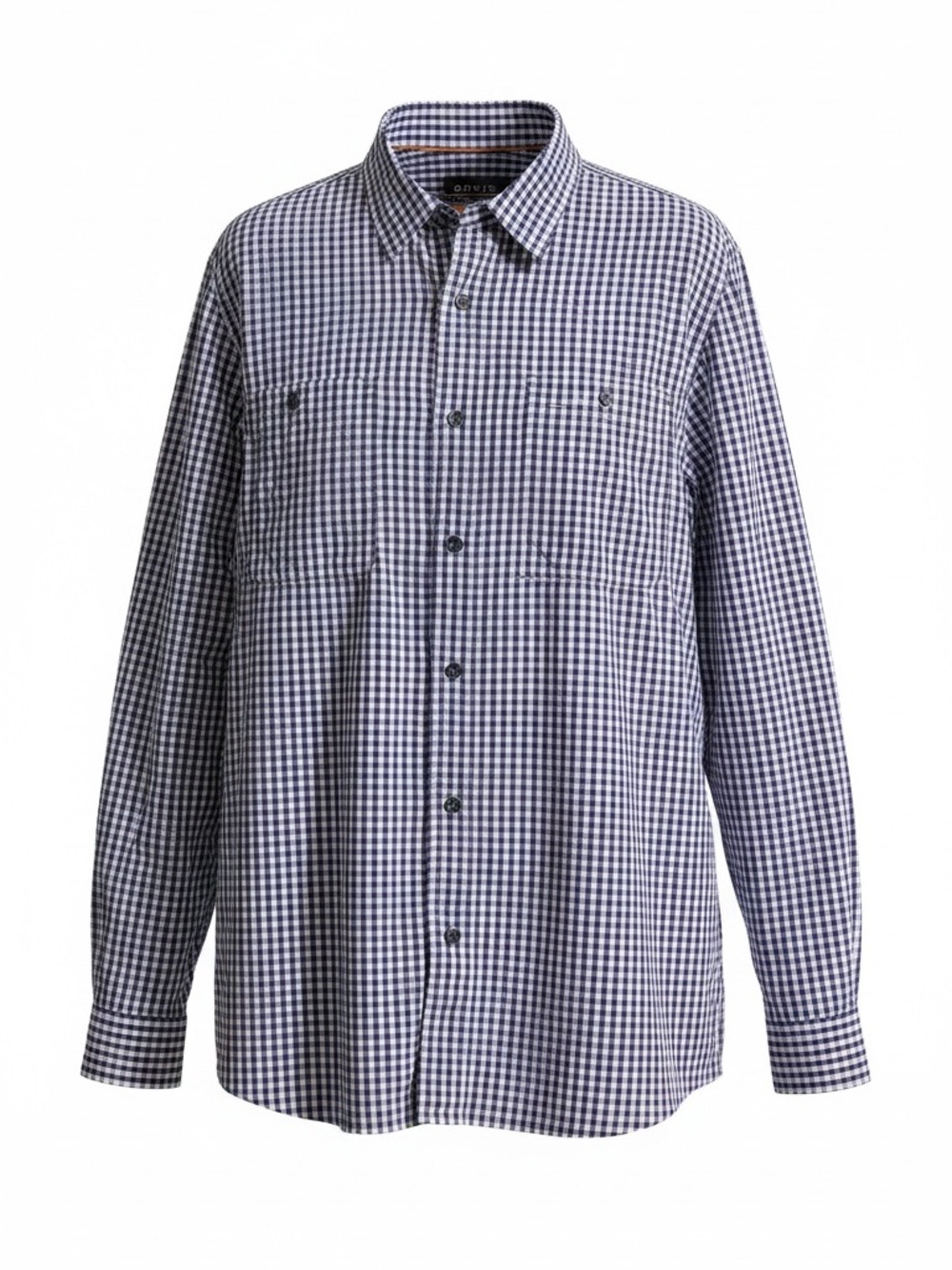 Orvis Active Fit Men’s Shirt XXL Blue and White Gingham Button-Down Long Sleeve